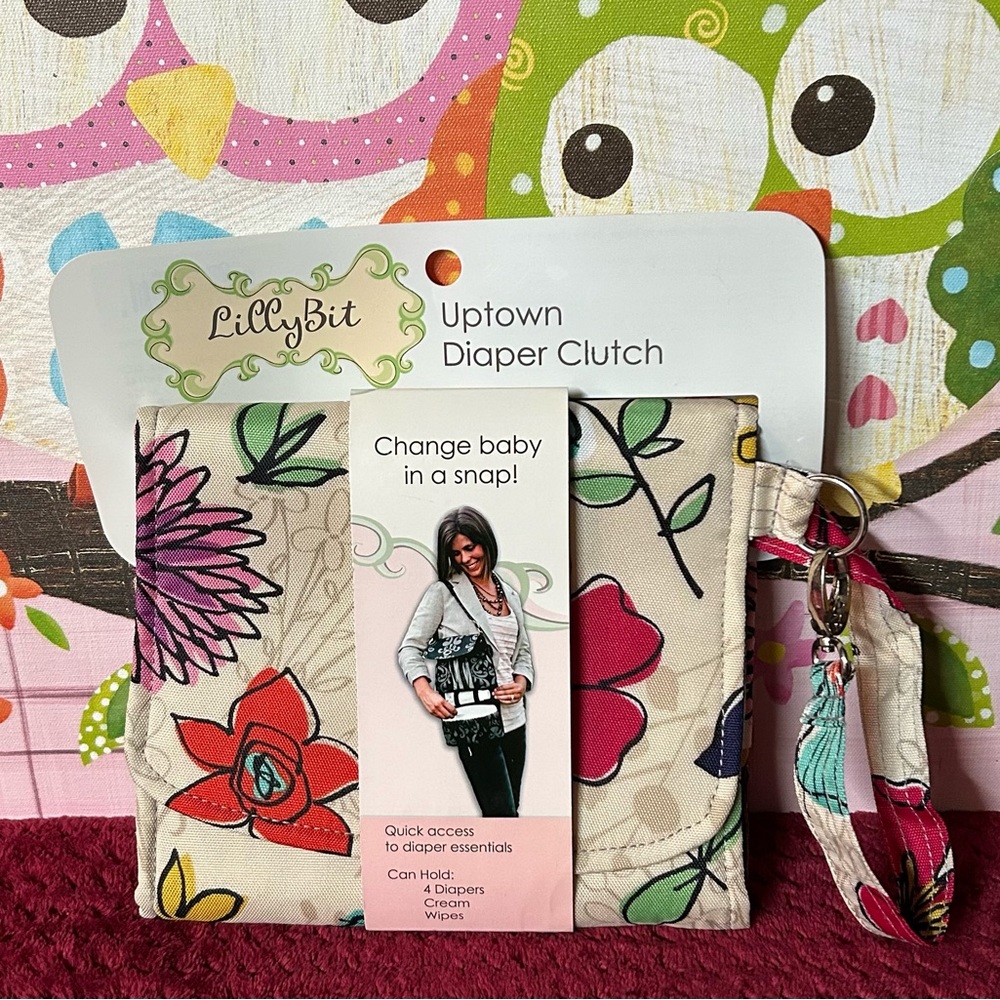 Lilly Bit Uptown Diaper Clutch, new in packaging, Watercolor Floral fabric
